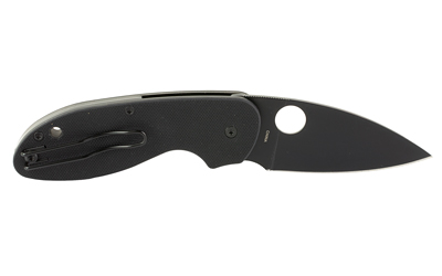 Spyderco Efficient, 3" Folding Knife, 8Cr13MoV, Plain, Drop Point, Black Blade, Circle Thumb Hole/Pocket Clip, Blk G10 — photo 2