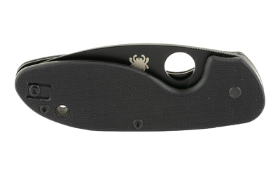 Spyderco Efficient, 3" Folding Knife, 8Cr13MoV, Plain, Drop Point, Black Blade, Circle Thumb Hole/Pocket Clip, Blk G10 — photo 3