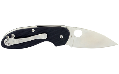 Spyderco Efficient, 2.98" Folding Knife, 8Cr13MoV, Plain, Drop Point, Circle Thumb Hole/Pocket Clip, Black G10 — photo 2
