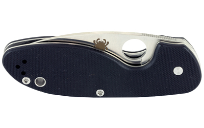 Spyderco Efficient, 2.98" Folding Knife, 8Cr13MoV, Plain, Drop Point, Circle Thumb Hole/Pocket Clip, Black G10 — photo 3