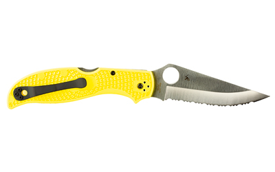 Spyderco Stretch 2 Lightweight Salt, Folding Knife, SpyderEdge Serrations, Yellow FRN Handle, Satin Finish, Silver, 3.95" Blade Length, H-2 Steel — photo 2