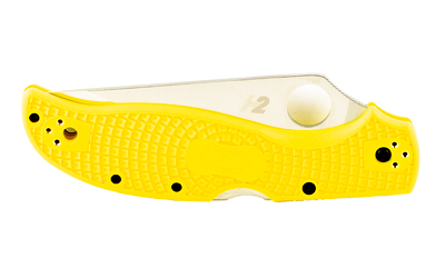 Spyderco Stretch 2 Lightweight Salt, Folding Knife, SpyderEdge Serrations, Yellow FRN Handle, Satin Finish, Silver, 3.95" Blade Length, H-2 Steel — photo 3
