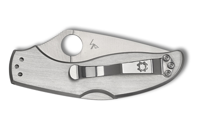 Spyderco UpTern, Folding Knife, 2.82" Clip Point Blade, 6.57" Overall Length, 8Cr13MoV Blade Steel, Plain Edge, Satin Finish, Silver, Back Lock — photo 2