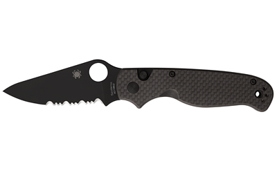 Spyderco ButtonUp Carbon Fiber, Folding Knife, 3.27" Clip Point Blade, 7.5" Overall Length, 8Cr13MoV Blade Steel, Combination Edge