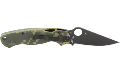 Spyderco Para Military 2, Folding Knife, 3.438" Blade, Clip Point, Plain Edge, CPM-S45V With Black DLC Finish, Camo G-10 Frame — photo 2