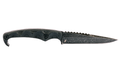 Stroup Knives MK2, Fixed Blade Knife, 4" Clip Point Blade, 1095 High Carbon Steel, 8" Overall Length, Acid Etched Finish, Black, G10 Handle — photo 2