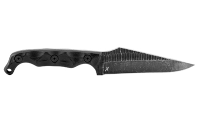 Stroup Knives TU2, Fixed Blade Knife, 4" Clip Point Blade, 1095 High Carbon Steel, 8.5" Overall Length, Acid Etched Finish, Black, G10 Handle — photo 2