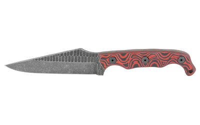 Stroup Knives TU2, Fixed Blade Knife, 4" Clip Point Blade, 1095 High Carbon Steel, 8.5" Overall Length, Acid Etched Finish, Black
