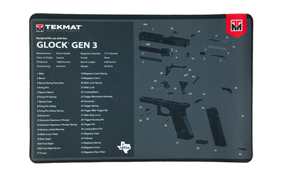 TekMat Original Mat For Glock Gen 3, Cleaning Mat, Thermoplastic Surface Protects Gun From Scratching, 1/8" Thick, 11"x17", Tube Packaging, Black