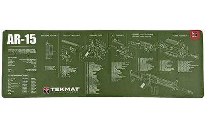 TekMat Long Gun, AR-15, Cleaning Mat, Thermoplastic Surface Protects Gun From Scratching, 1/8" Thick, 12"x36", Tube Packaging, Olive Drab Green