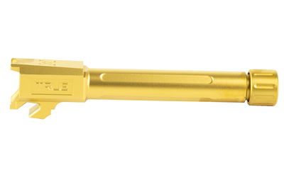 True Precision Barrel, 9MM, Threaded 1/2X28, Fits Springfield Hellcat Pro, Titanium Nitride Finish, Gold — photo 3