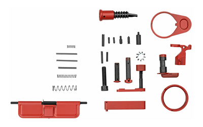 WMD Guns Accent Kit, Red Finish, Includes Ejection Port Cover Door, Forward Assist, Safety Selector, Castle Nut, Receiver End Plate, Bolt Catch