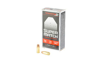 Winchester Ammunition Super Match, 9MM, 115 Grain, Flat Nose Bullet, 50 Round Box