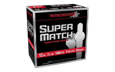 Winchester Ammunition Super Match, Shotshell, 12 Gauge, 2.75", 00 Buck, 9 Pellet, 25 Round Box