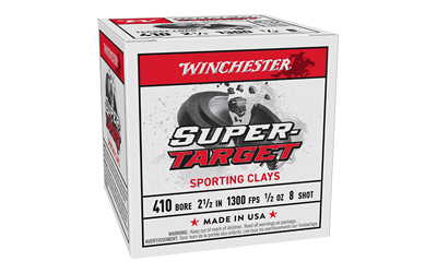 Winchester Ammunition Super Target, 410 Bore 2.5", #8, 1/2 oz, Shotshell, 25 Round Box