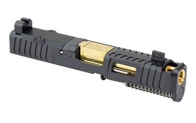 Zaffiri Precision IBS Complete Slide, Fits GLOCK 19 Gen 5, Chunk Ported Barrel, Gold, Cerakote Finish, Black, RMR Optic Cut — photo 2